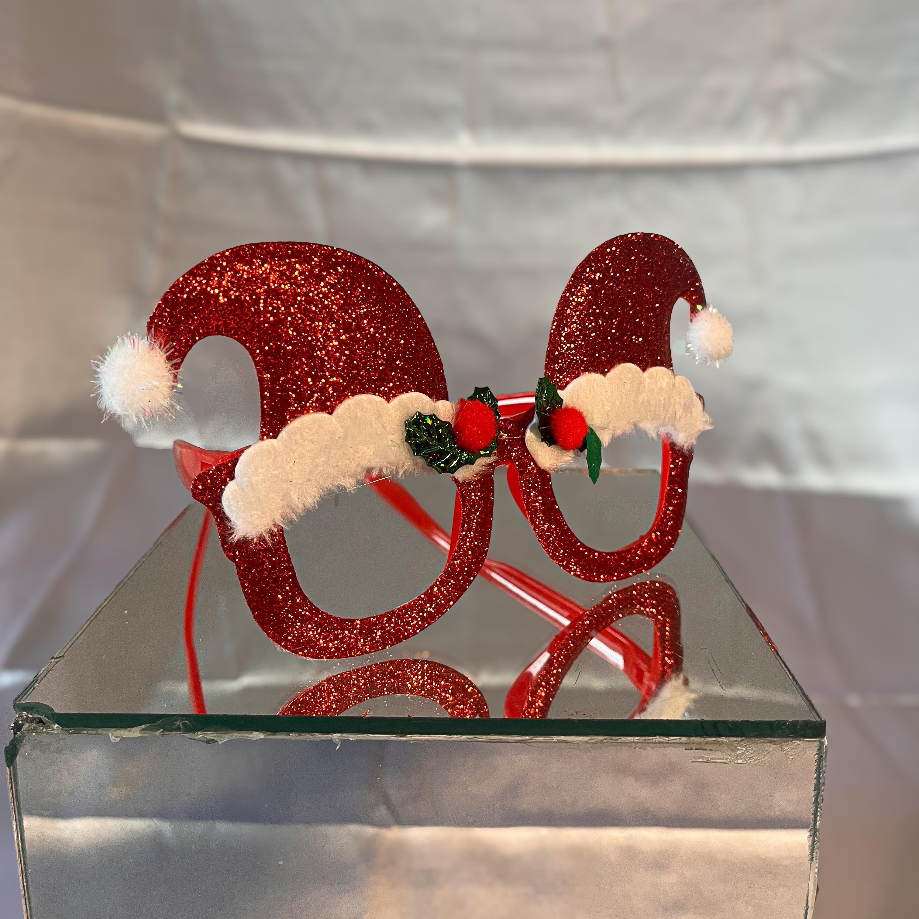 Yılbaşı Simli Şapka Gözlük Kırmızı