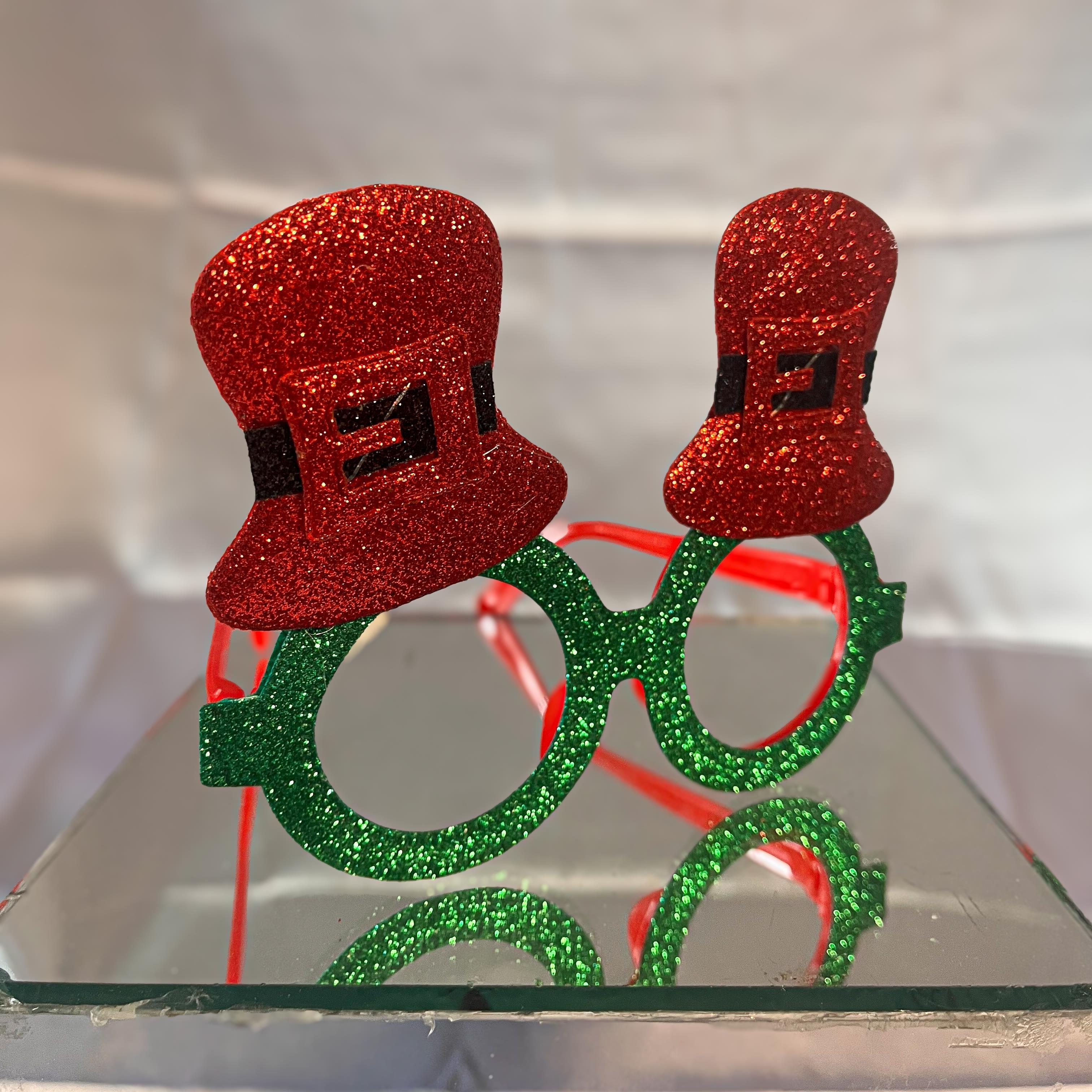 Yılbaşı Simli Şapka Modeli Gözlük Kırmızı