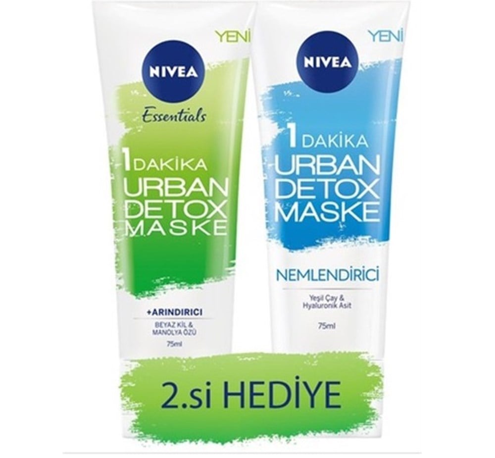 NIVEA 1 DAKİKA URBAN DETOX MASKE ARINDIRICI + NEMLENDİRİCİ 75ML+75ML