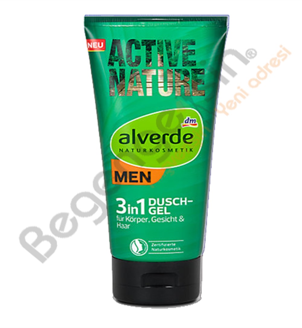 alverde MEN 3in1 Duschgel Active Nature duş jeli Aktif Doğa 200LM