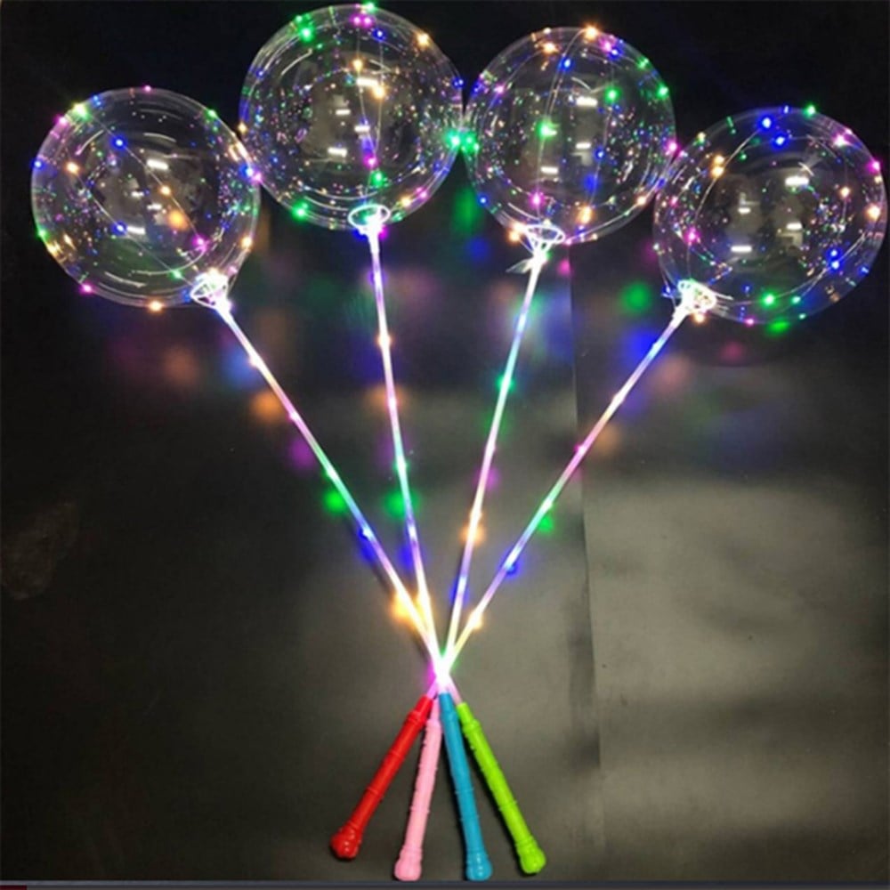 2 Pilli 3 Fonksiyonlu İsikli Balon Transparent Led Şeffaf Balon Çubuklu