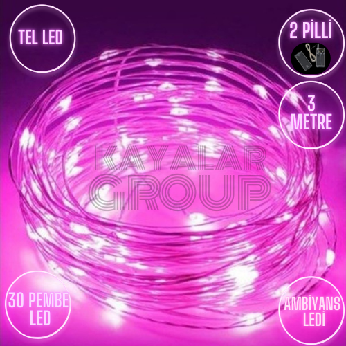 3 M Pembe Peri Led Tel Led 2 Pilli