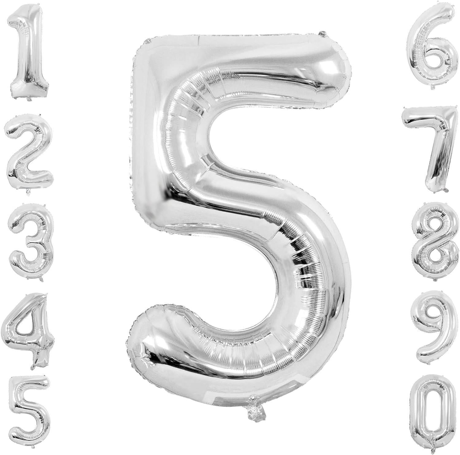 Folyo Balon 5 Rakam Gümüş 100 cm (40 İnç)