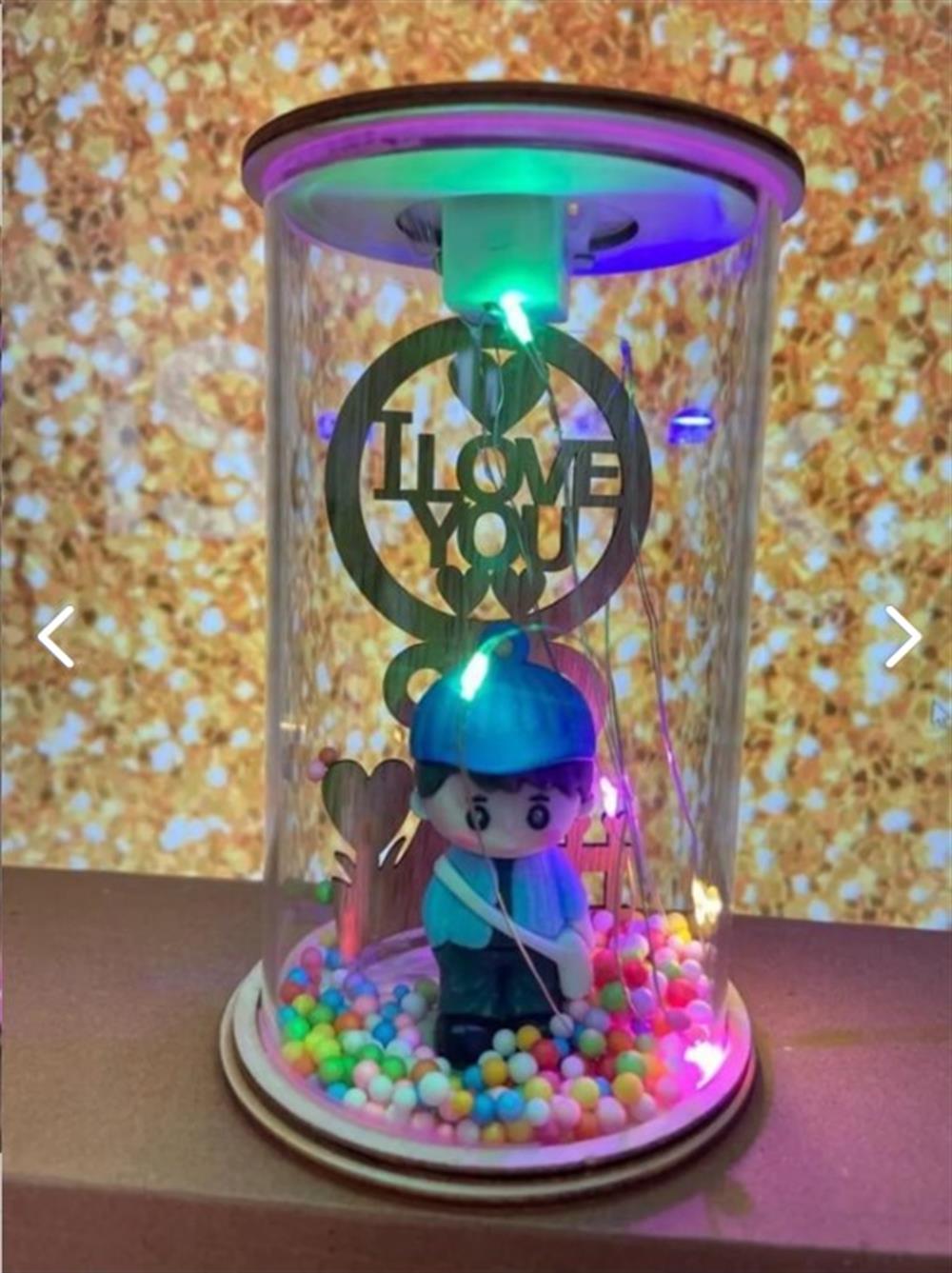  Cam Ledli Objeli Dekoratif Fanus