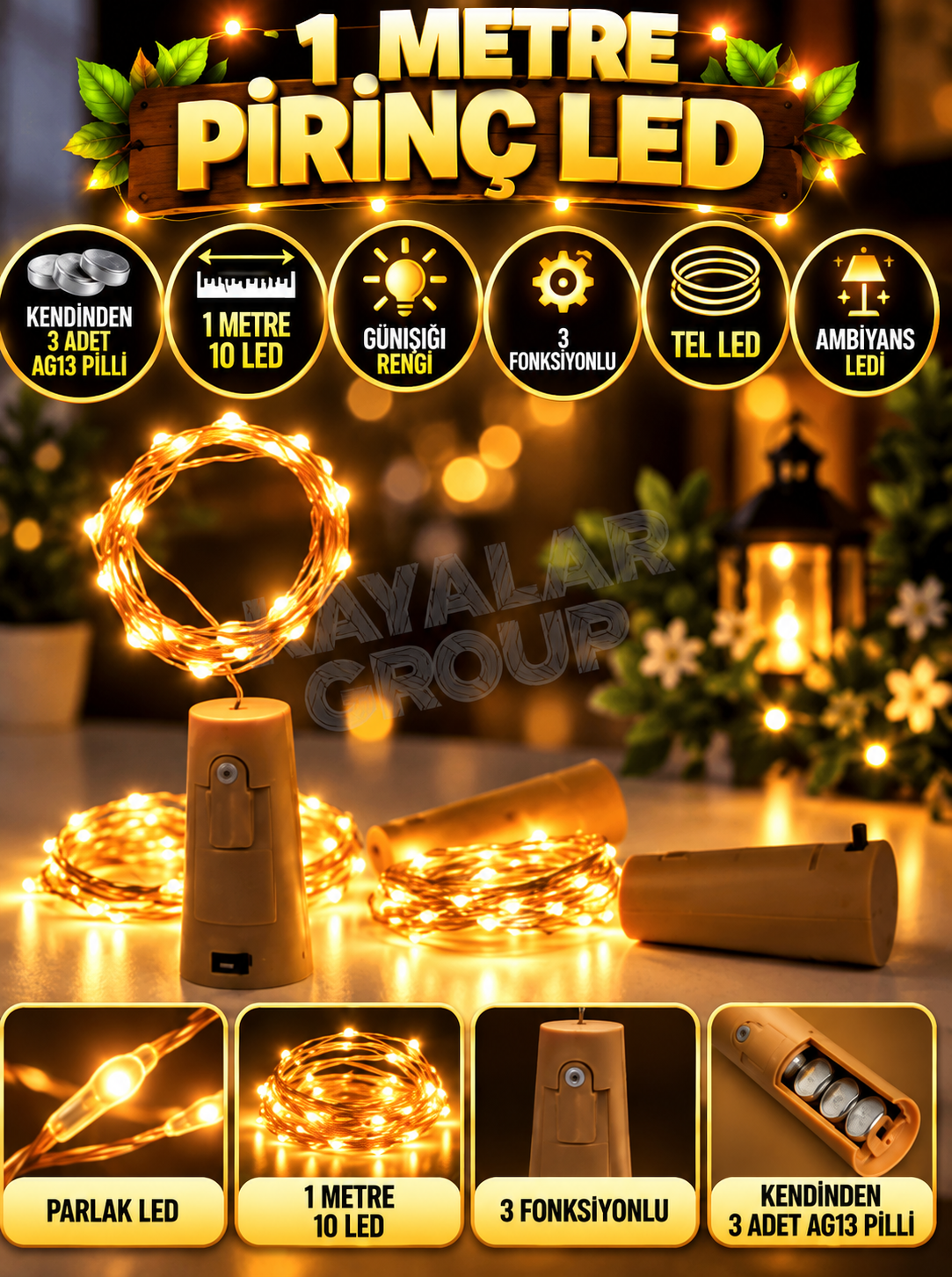 1 M Tıpa Peri Led Gün Işığı Renk