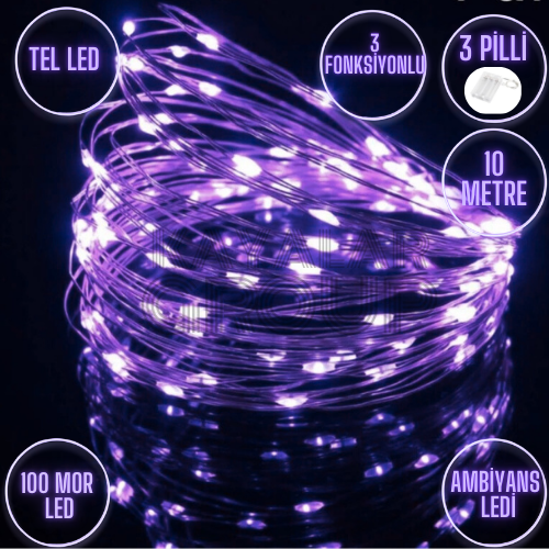 10 Metre Mor Peri Tel Led Animasyonlu