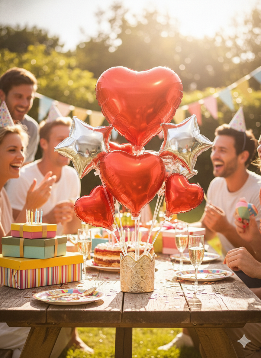 18 inç kırmızı kalp folyo balon tutacaklı