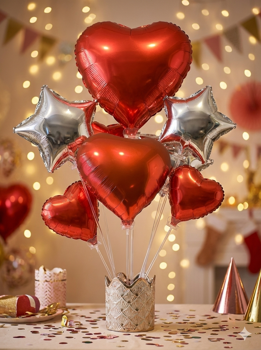 24 inç folyo kırmızı kalp balon tutacaklı