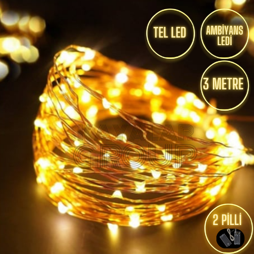 3 M Gün Işığı Peri Led Pilli Tel Led 