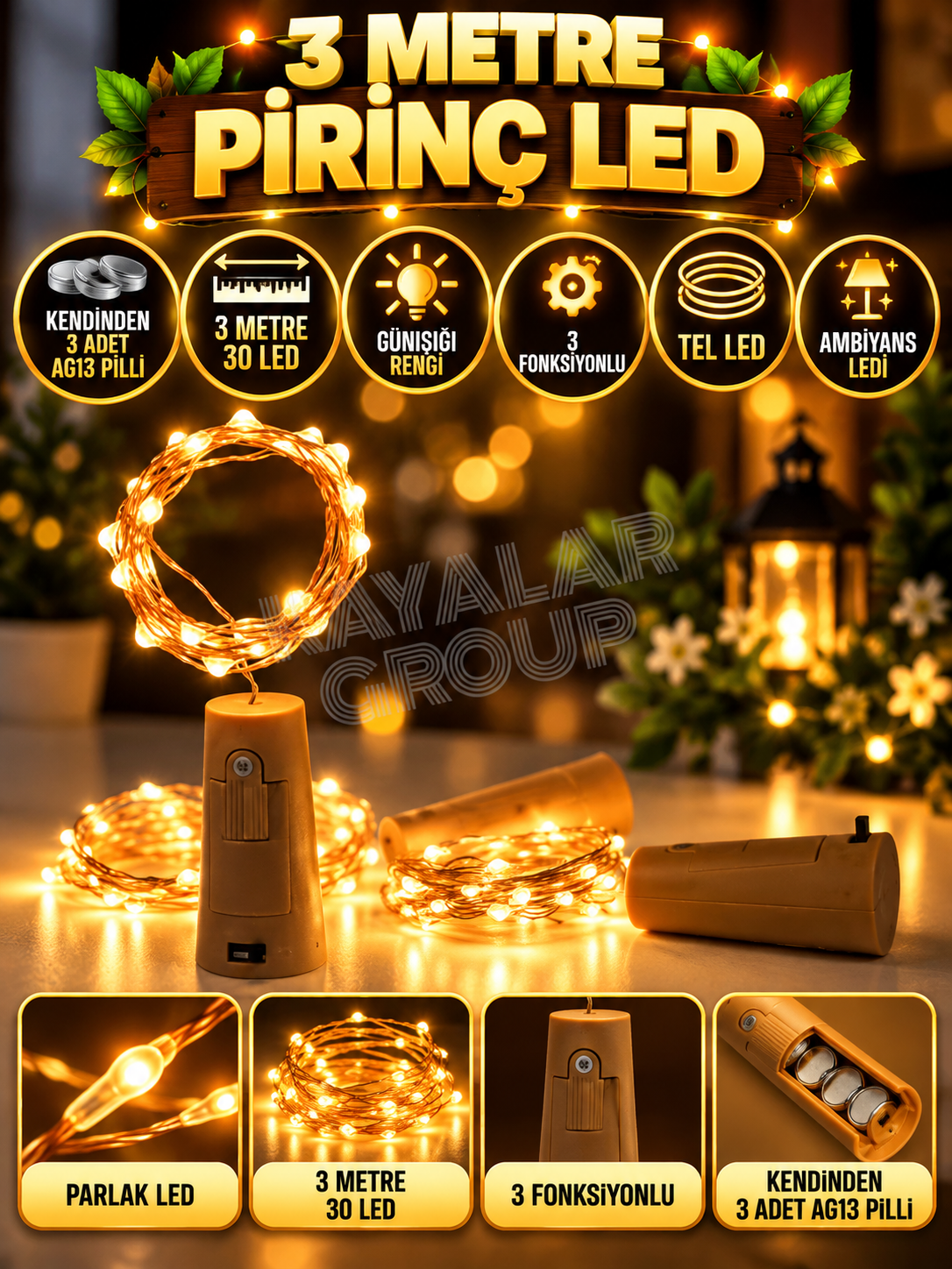 3 M Tıpa Günışığı Peri Led Pilli