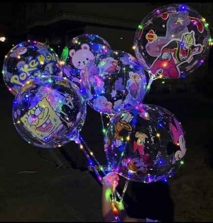 3 Pilli Baskılı Işıklı Balon Set 