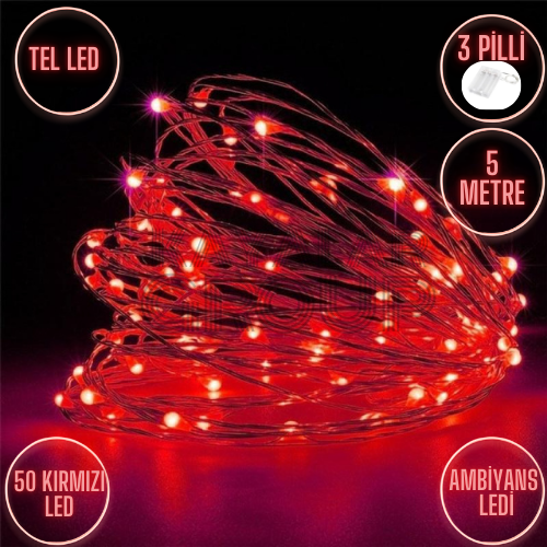 5 M Kırmızı Peri Led Tel Led Animasyonlu