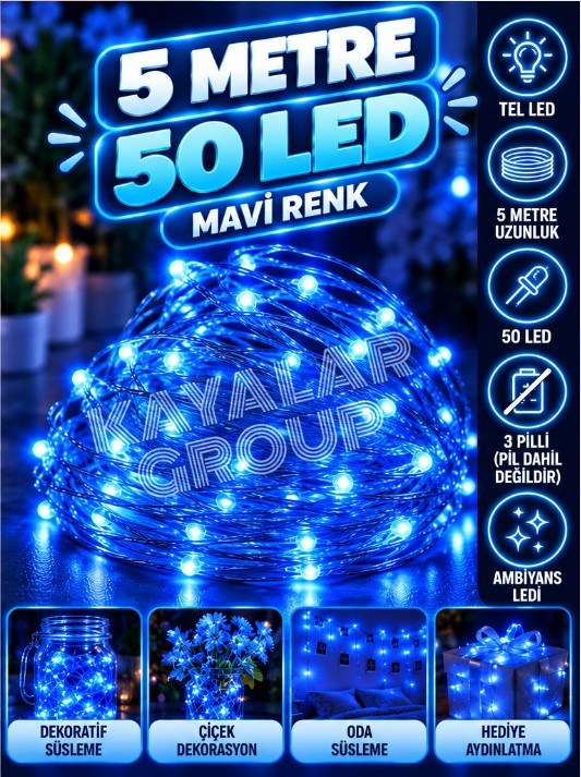 5 Metre Mavi Dekoratif  Peri Led 