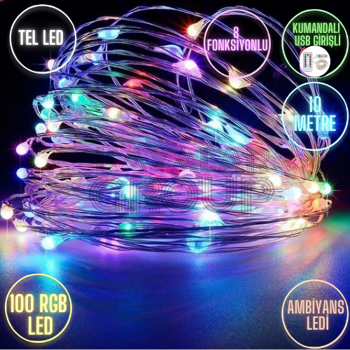 8 Modlu Usb Li Kumandalı 10 M Peri Led Rgb