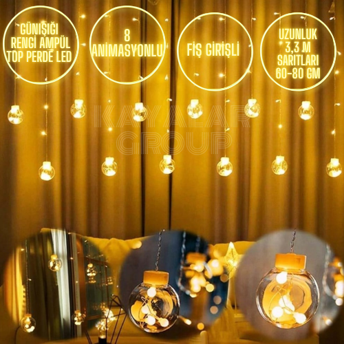 Ampul Top Perde Led Animasyonlu Fişli 