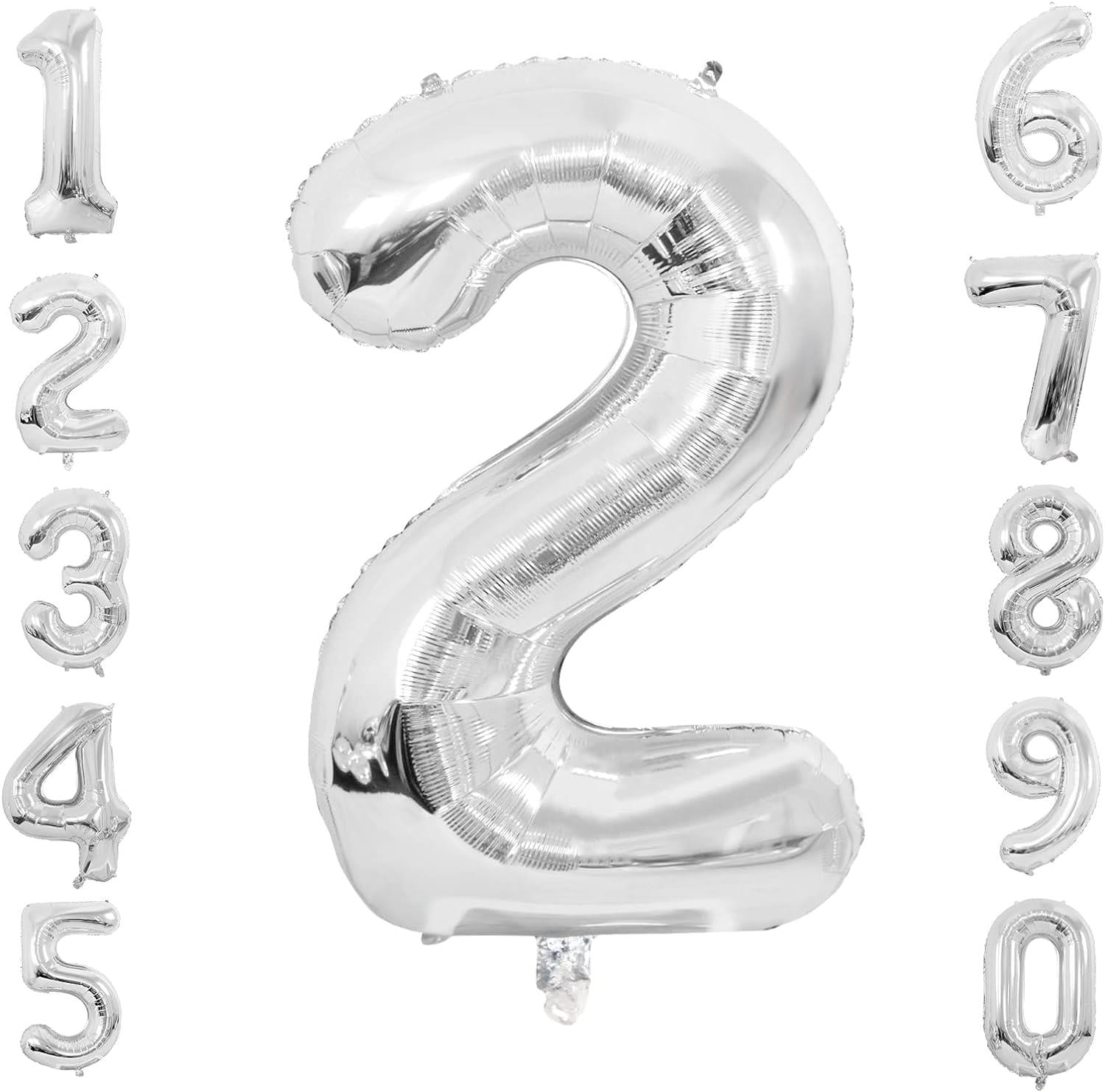 Folyo Balon 2 Rakam Gümüş 100 cm (40 İnç)
