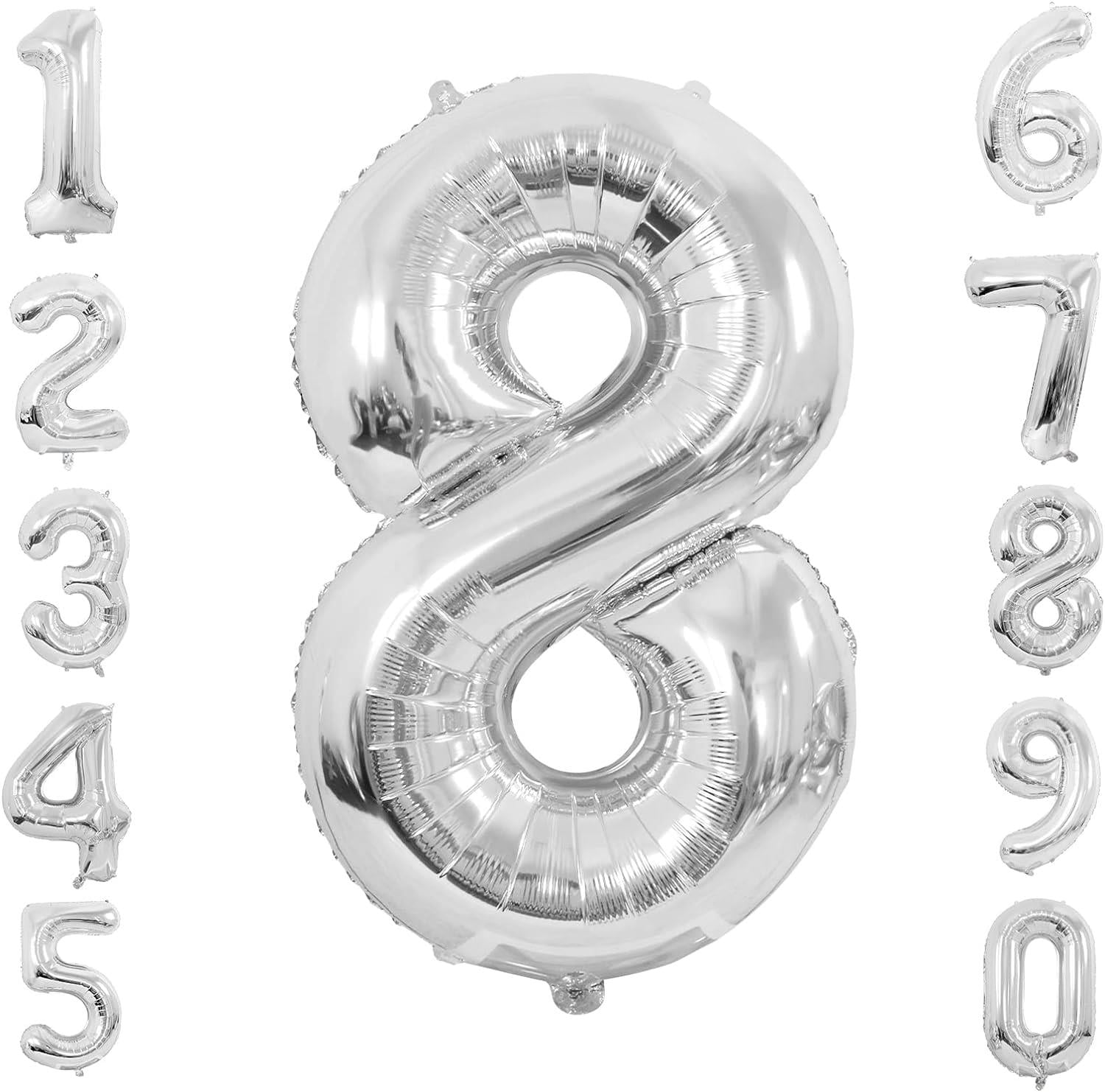 Folyo Balon 8 Rakam Gümüş 100 cm (40 İnç)