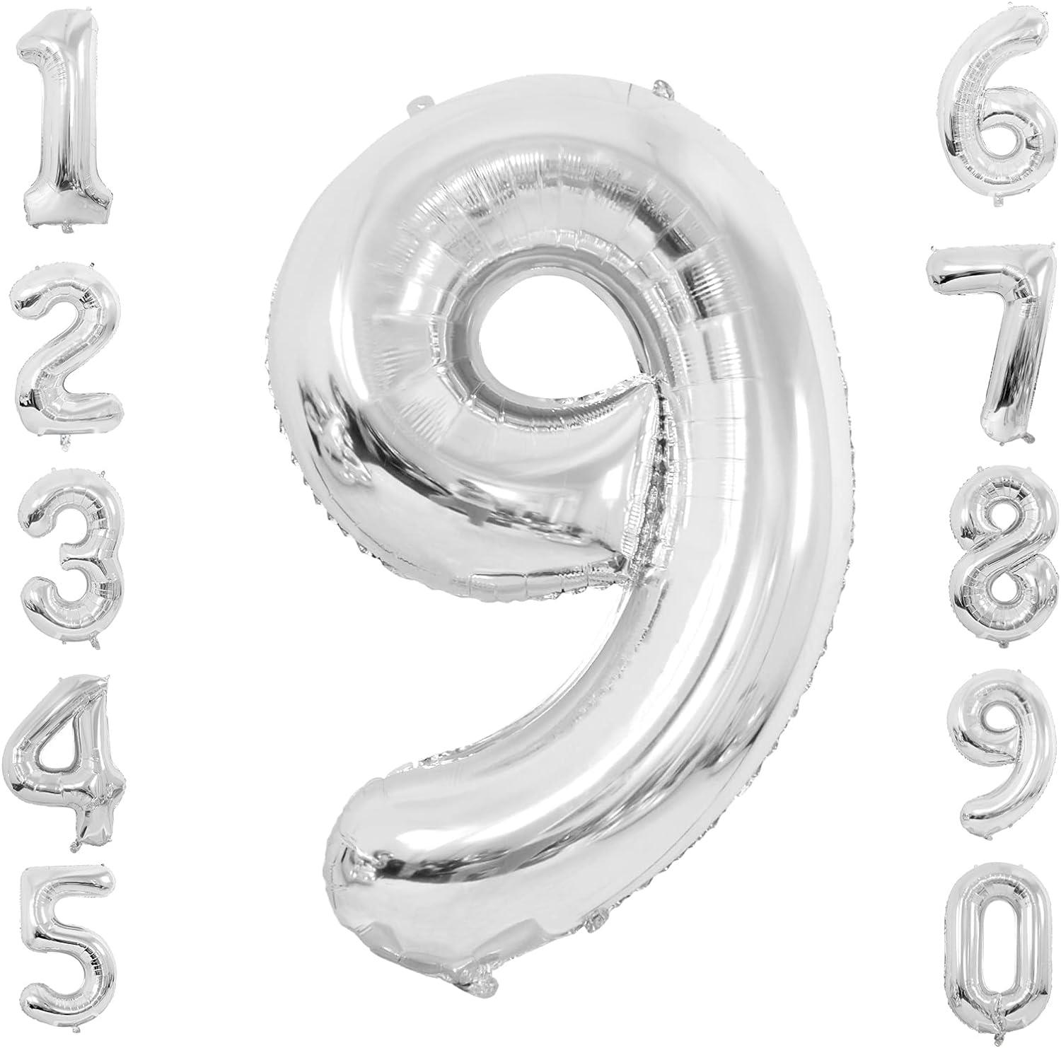 Folyo Balon 9 Rakam Gümüş 100 cm (40 İnç)