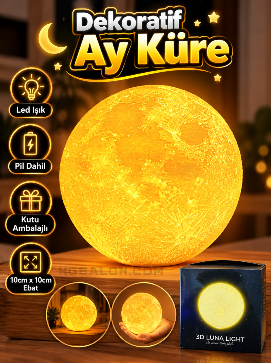 Işıklı Ledli Ay Küre 