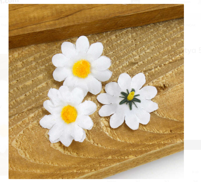 Kumaş 4CM Kafa Papatya 100Lü Paket Beyaz 