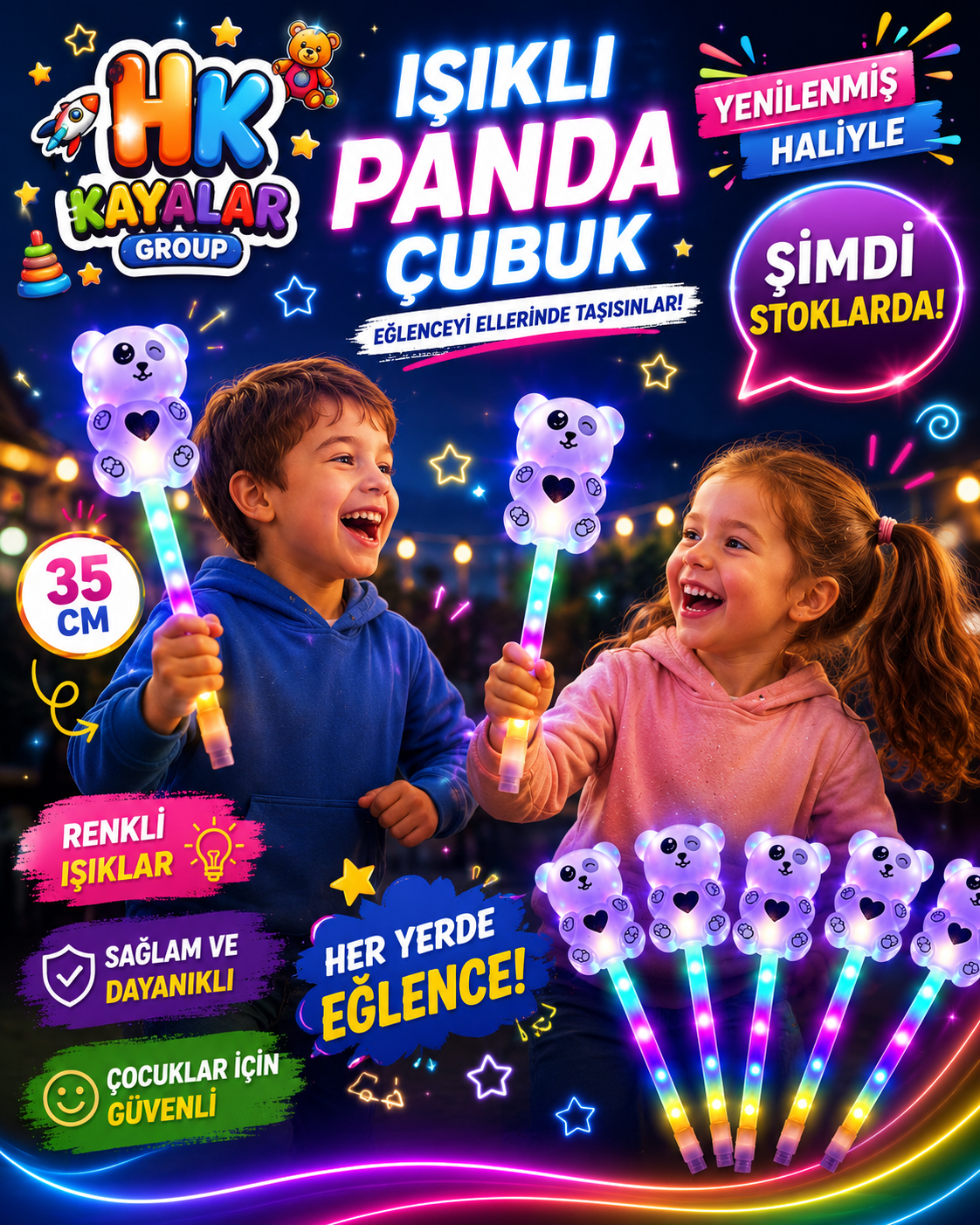 Led Işıklı Büyük Boy Panda Pilli Oyuncak