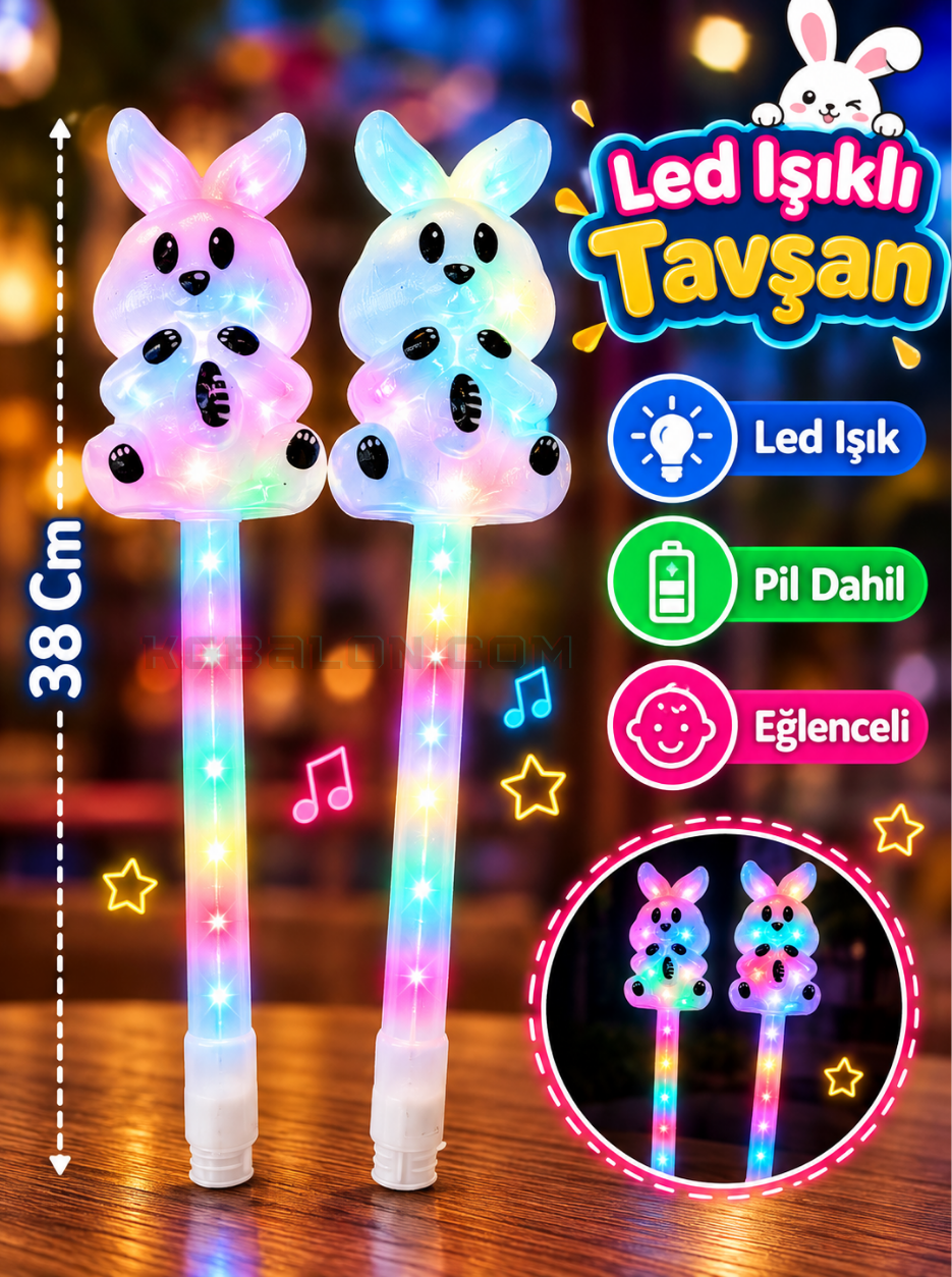 Led Işıklı Büyük Boy Tavşan Pilli Oyuncak 