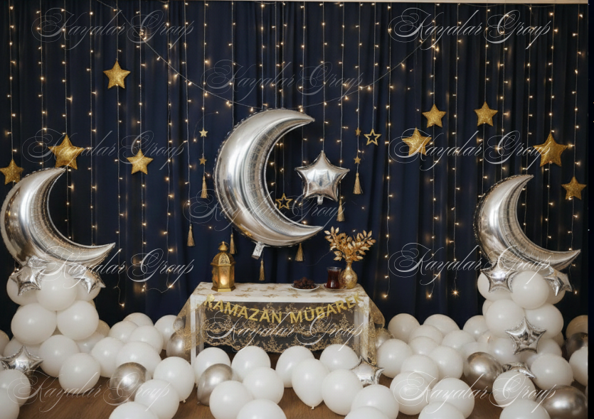 RAMAZANA ÖZEL GÜMÜŞ 24İNÇ AY 5İNÇ YILDIZ FOLYO BALON
