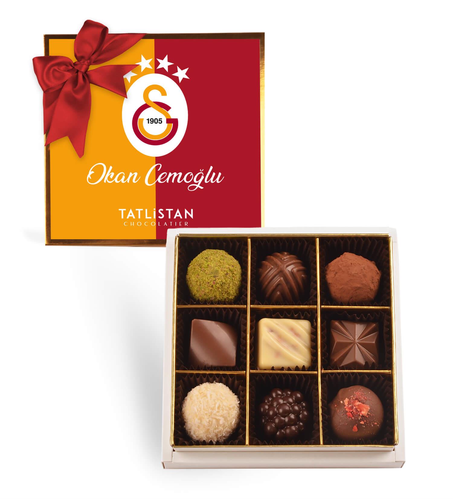 Galatasaray | Parçalı - Kişiye Özel İsimli 9 Çeşitli Artisan ve Trüf Çikolata 9'lu