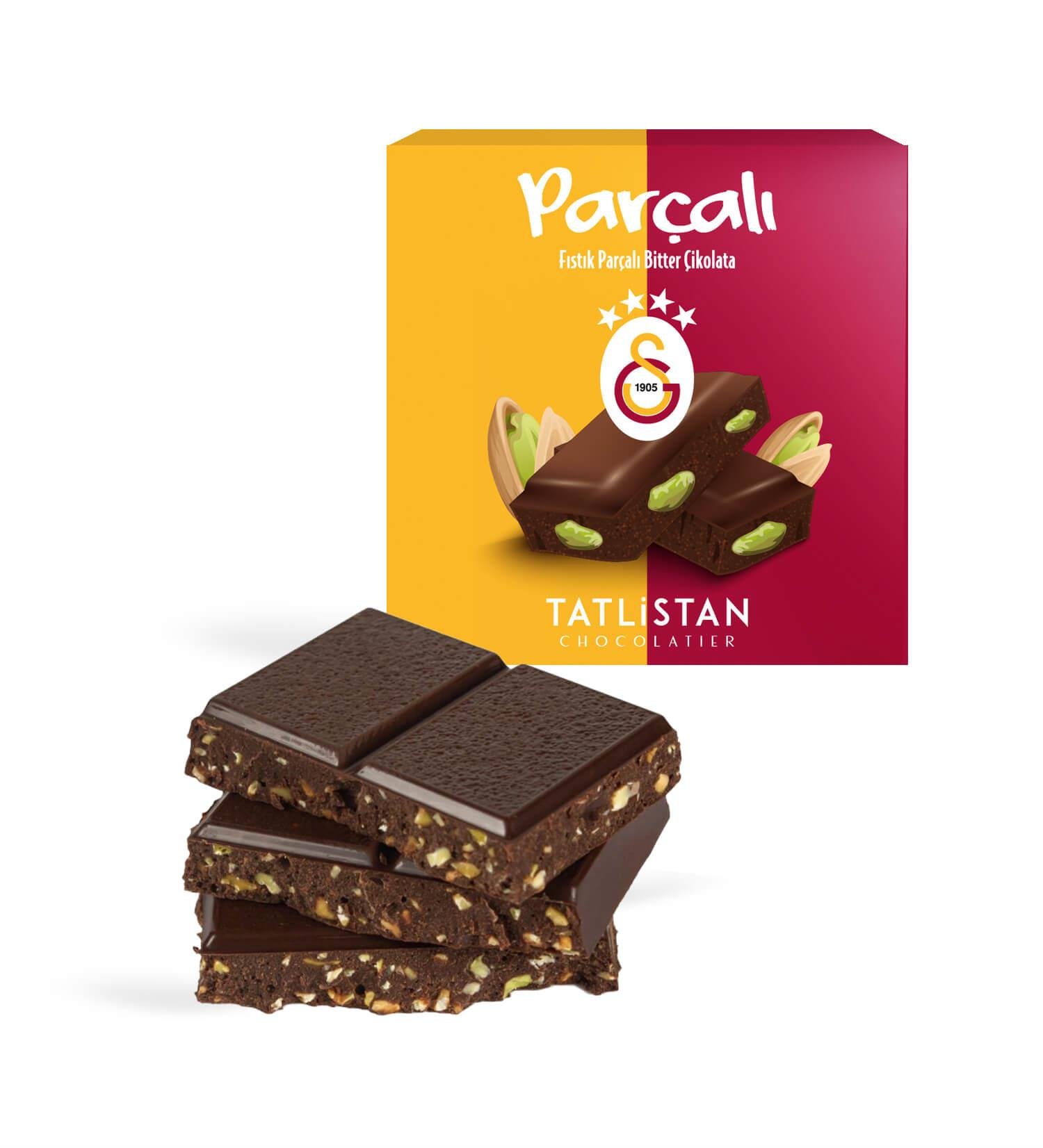 Galatasaray | Parçalı - Fıstık Parçalı Bitter Tablet Çikolata