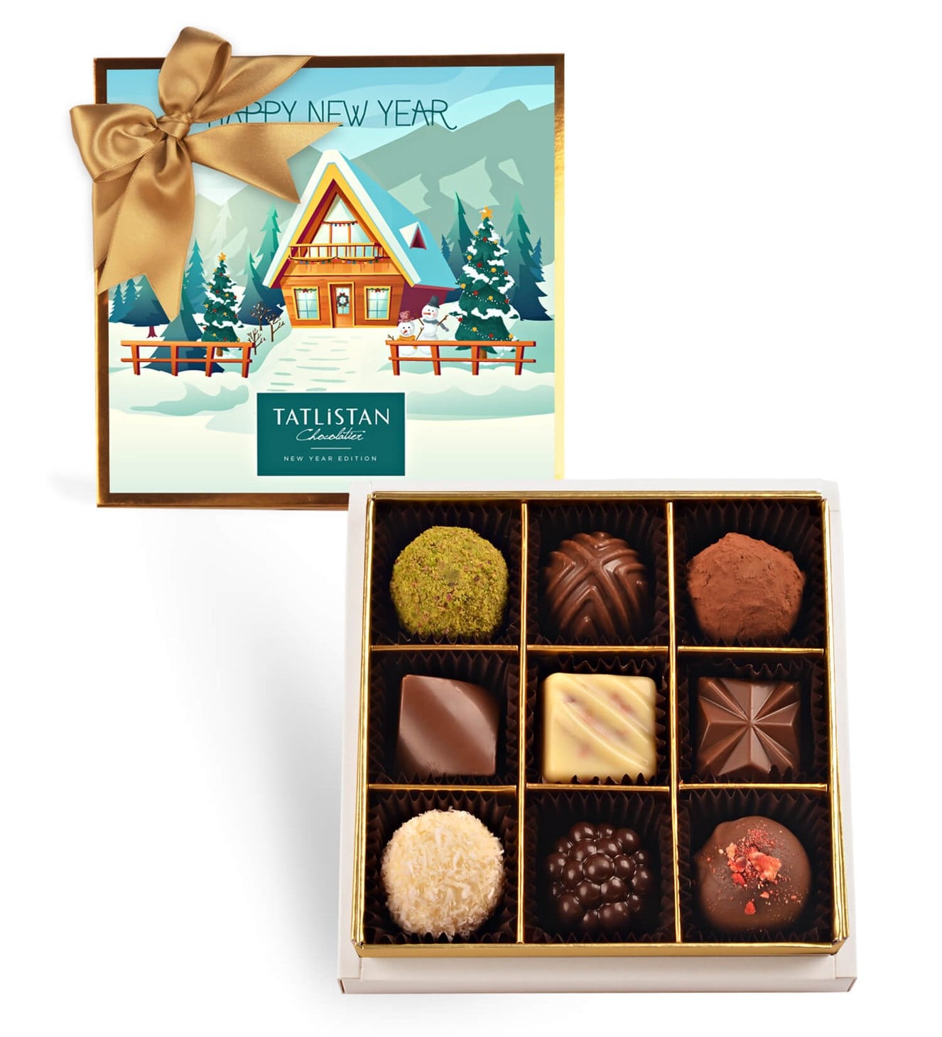 Dağ Evinde Yılbaşı Kutlaması 9 Çeşitli Artisan ve Trüf Çikolata 9'lu