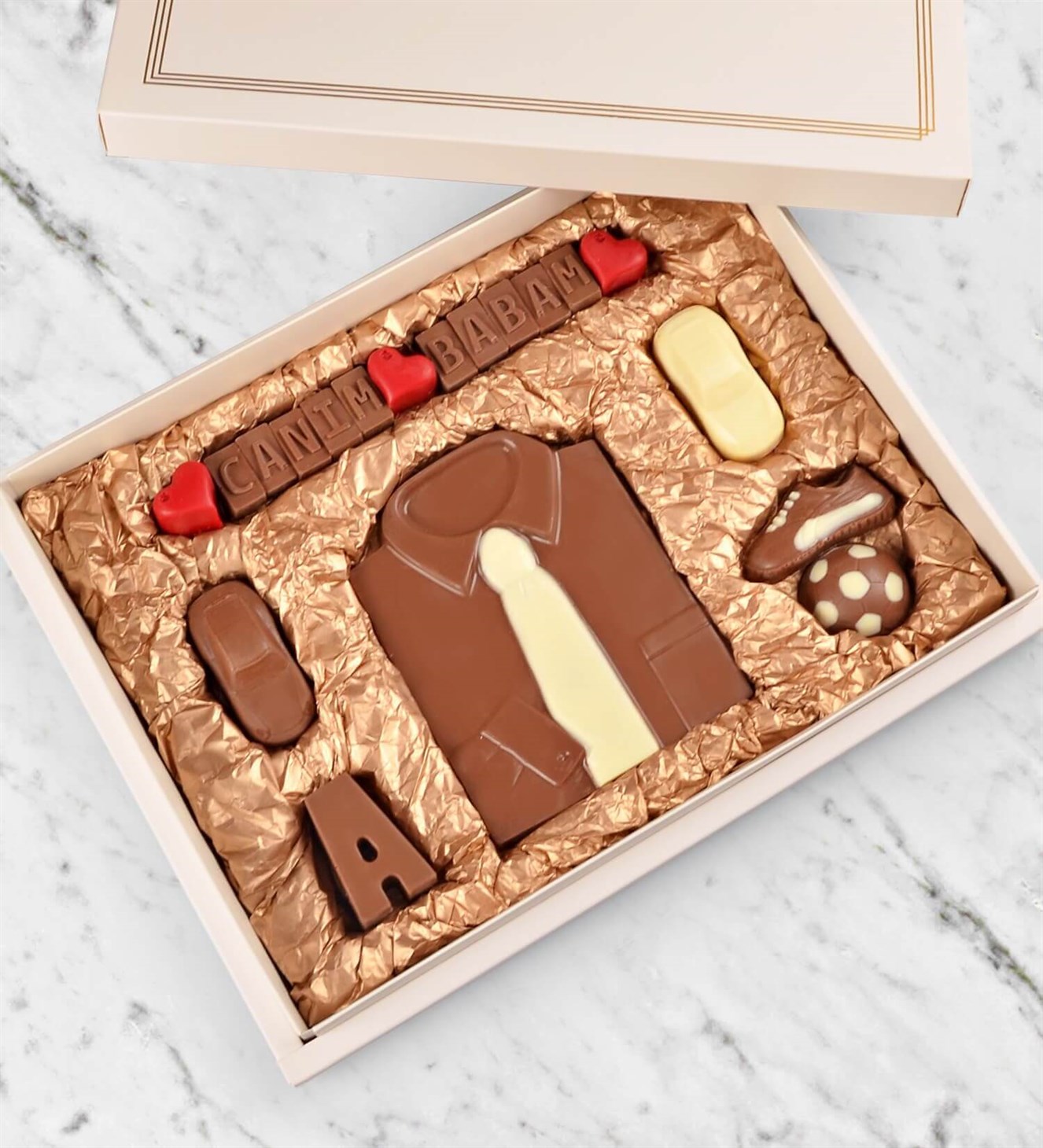 Kişiye Özel Gömlekli Harfli Arabalı Canım Babam Çikolatası