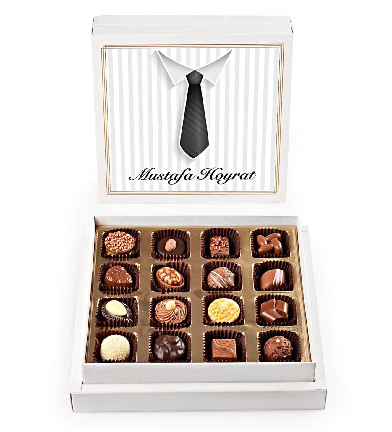 Kişiye Özel İsimli Kravatlı Spesiyal Çikolata 16'lı