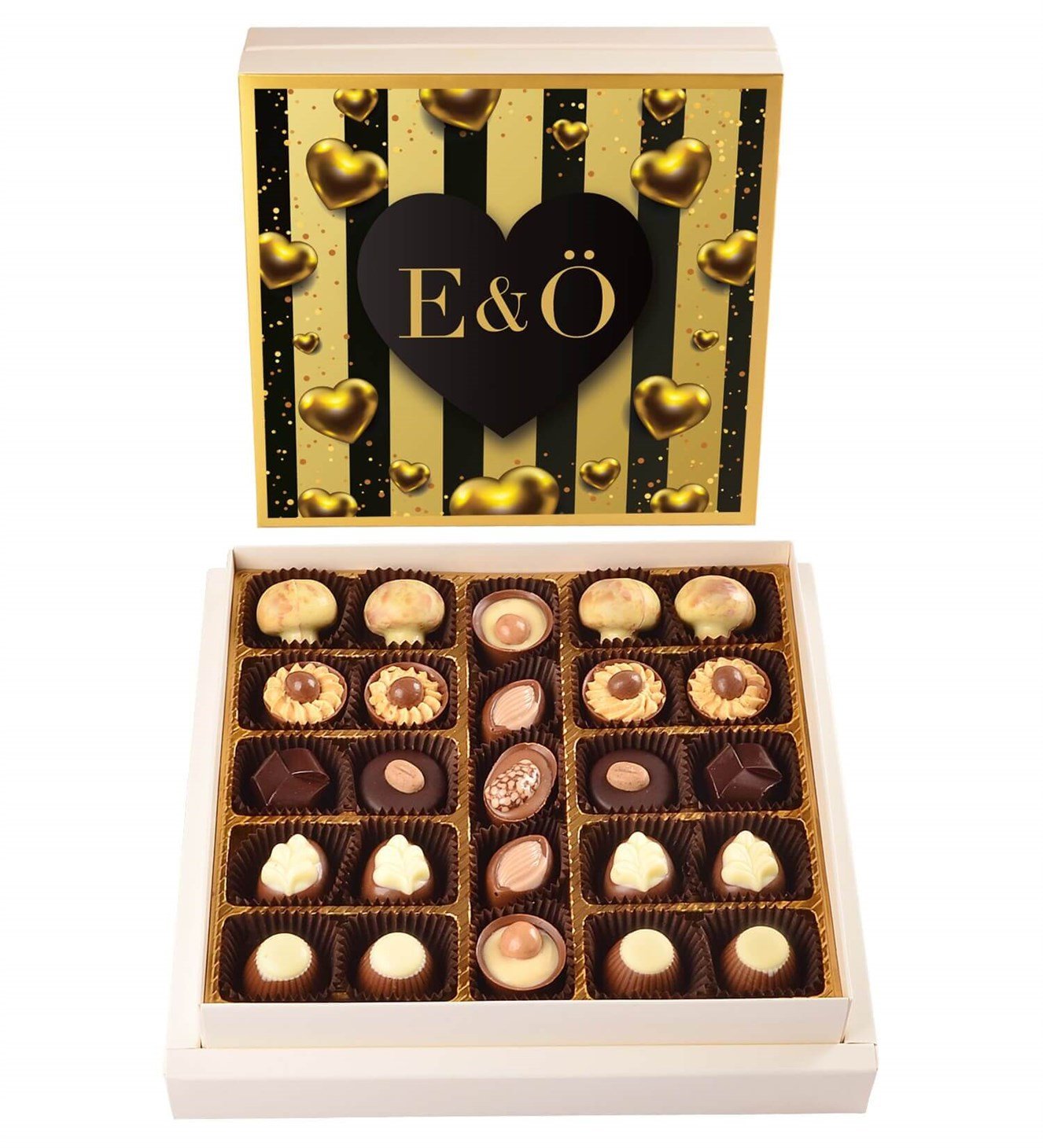Kişiye Özel, Kalp Çerçeve Tasarımlı Spesiyal Çikolata 25'li