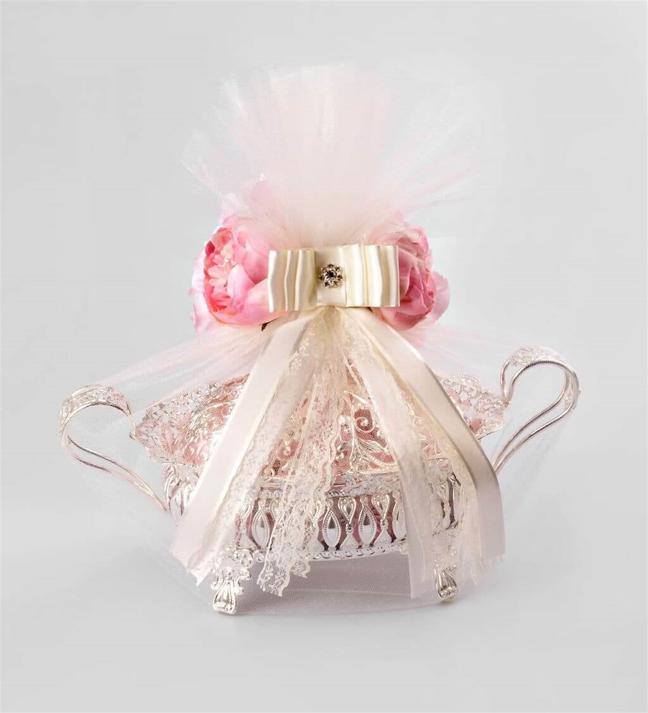 Pembe Çiçekli Söz & Nişan Çikolata Tepsisi