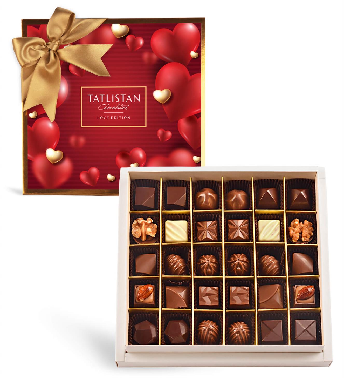 Red&Gold Kalp Tasarımlı 15 Çeşitli Artisan Çikolata 30'lu