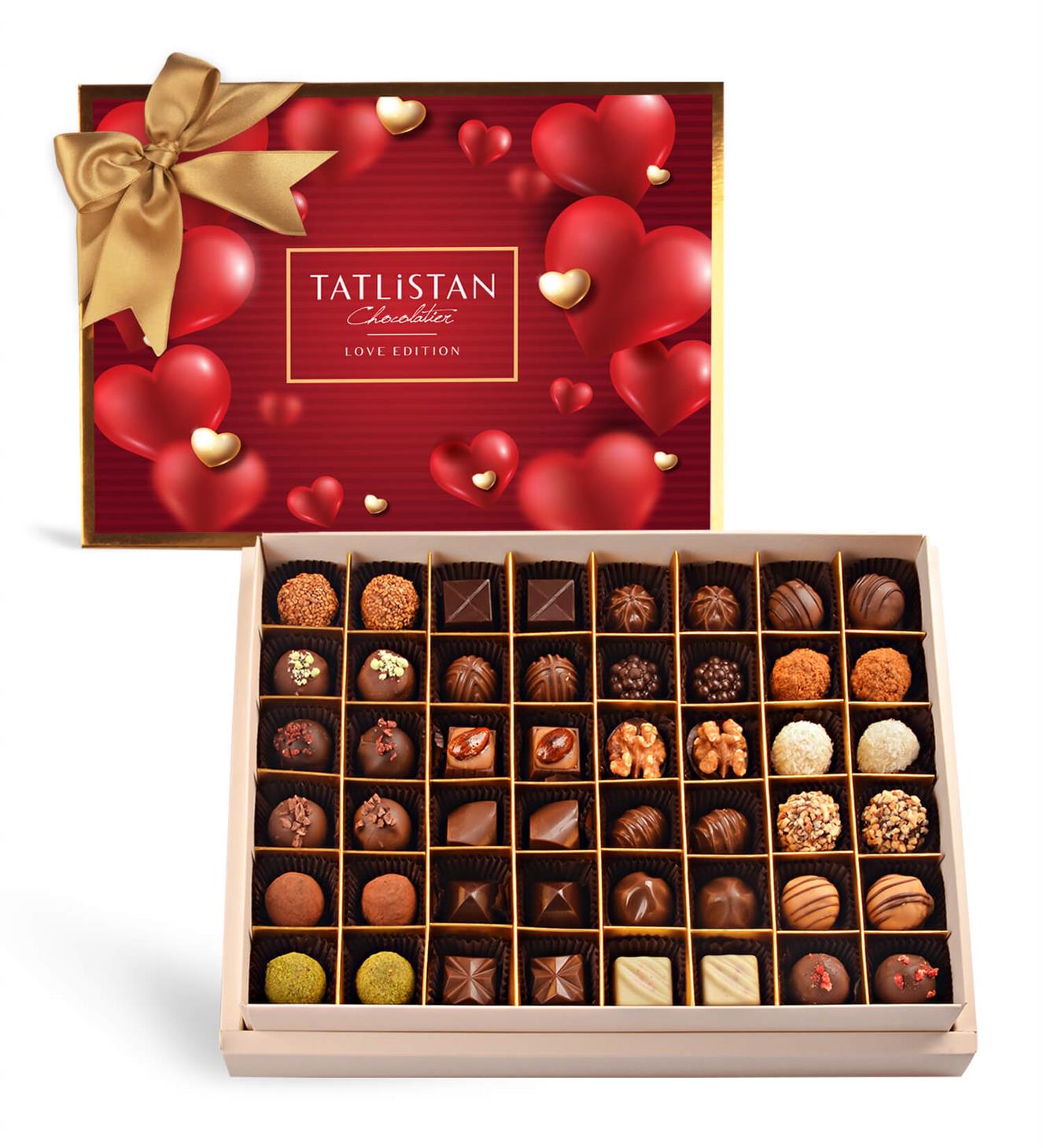 Red&Gold Kalp Tasarımlı 24 Çeşitli Artisan & Trüf Çikolata 48'li