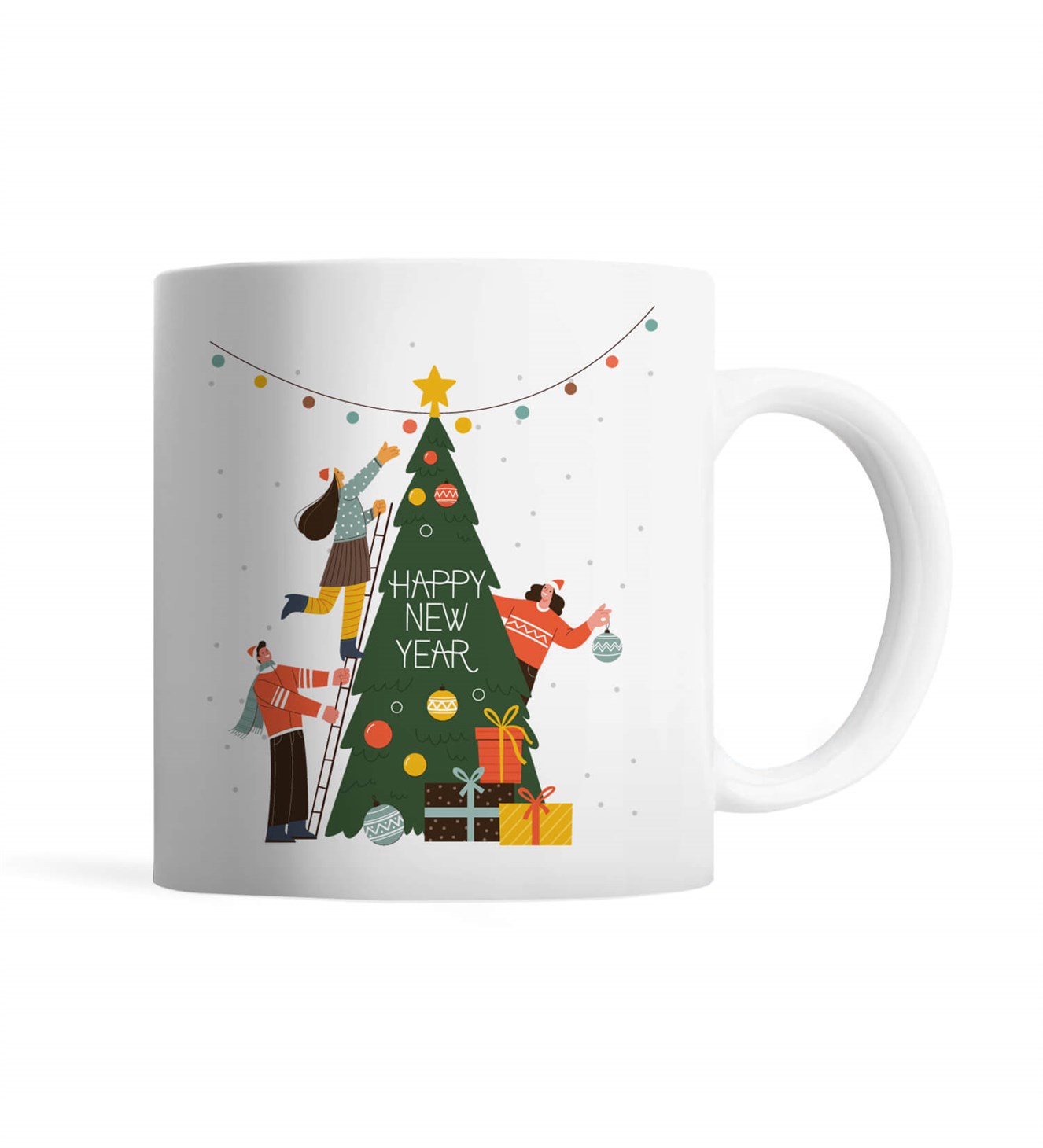 Yılbaşı Ağaç ve Süsleri Hediye Kupa Bardak