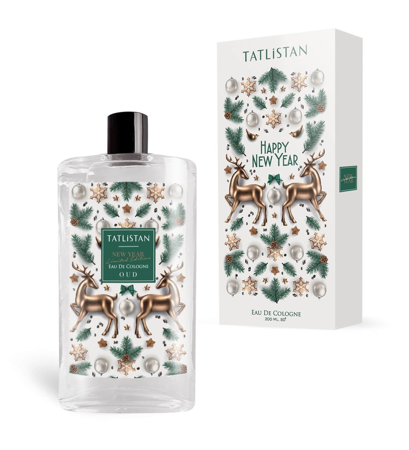 Yılbaşı Özel Seri Bronz Geyikler ve Çam Süsleri Oud Kolonyası