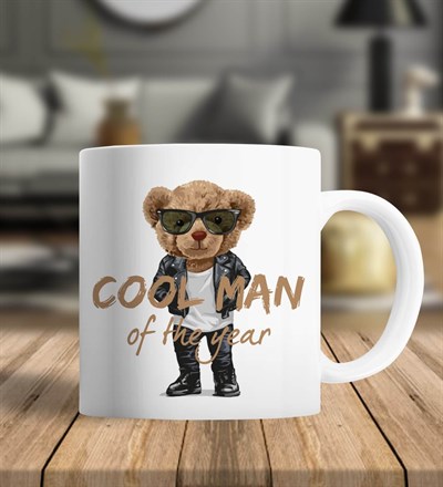 Cool Man Deri Ceketli Teddy Hediye Kupa Bardak