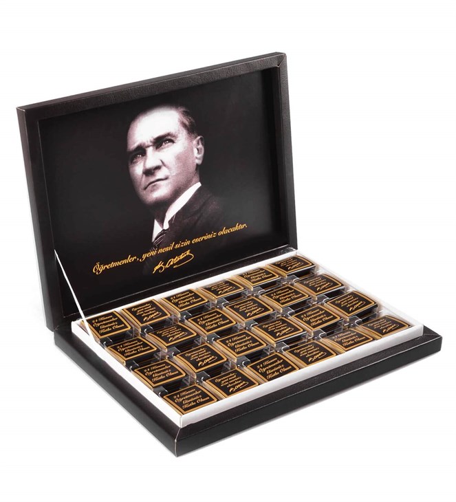 Atatürk'lü Öğretmenler Günü Sargılı Madlen Çikolata 48'li