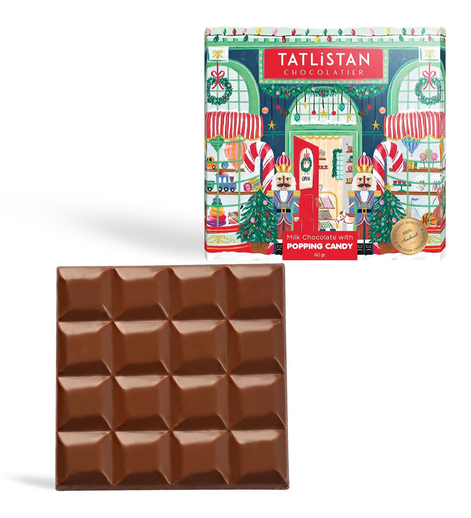 Patlayan Şekerli Yılbaşı Çikolatası Kare Tablet