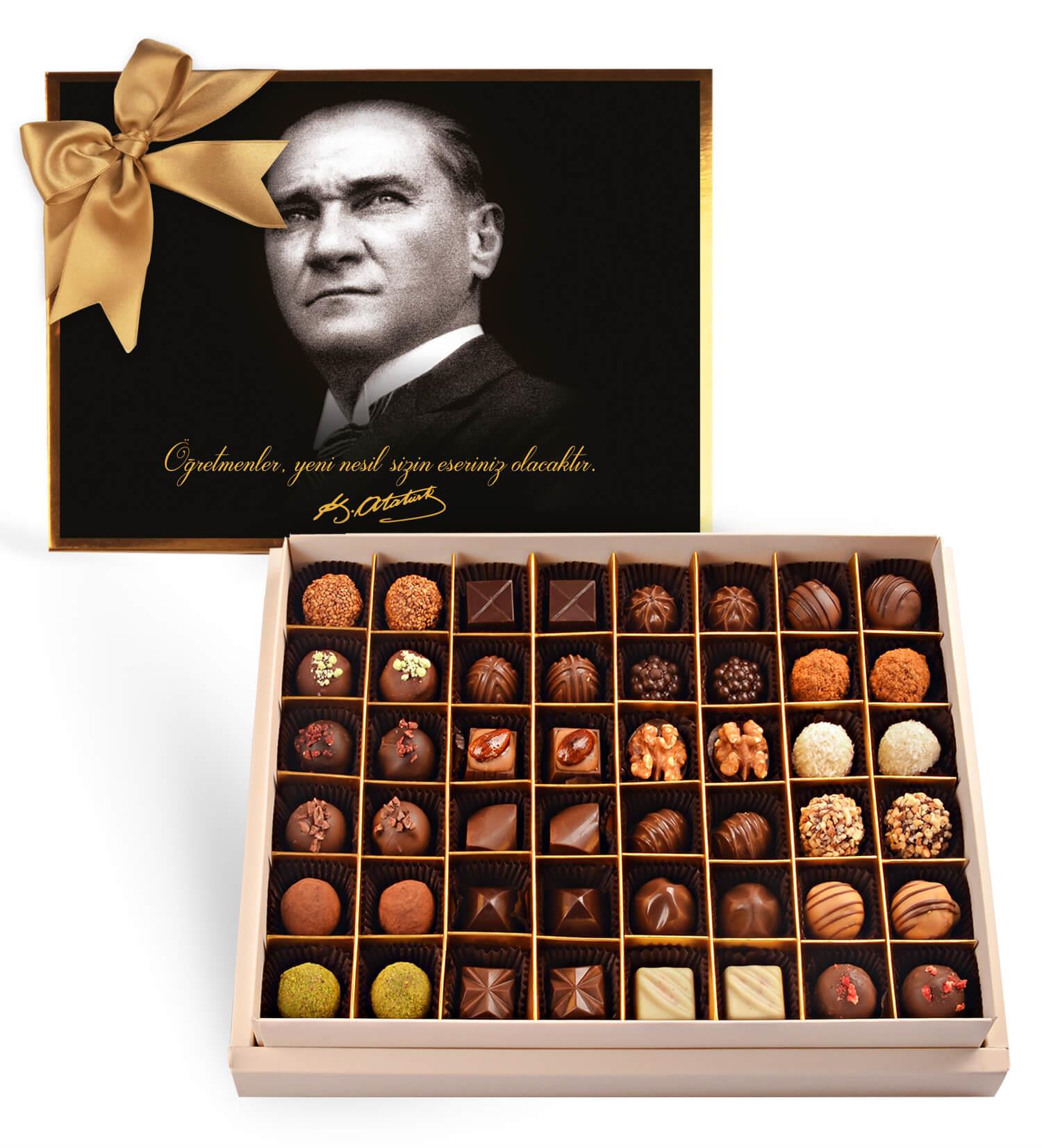 Atatürk'lü Öğretmenler Gününe Özel | 24 Çeşitli Artisan & Trüf Çikolata 48'li