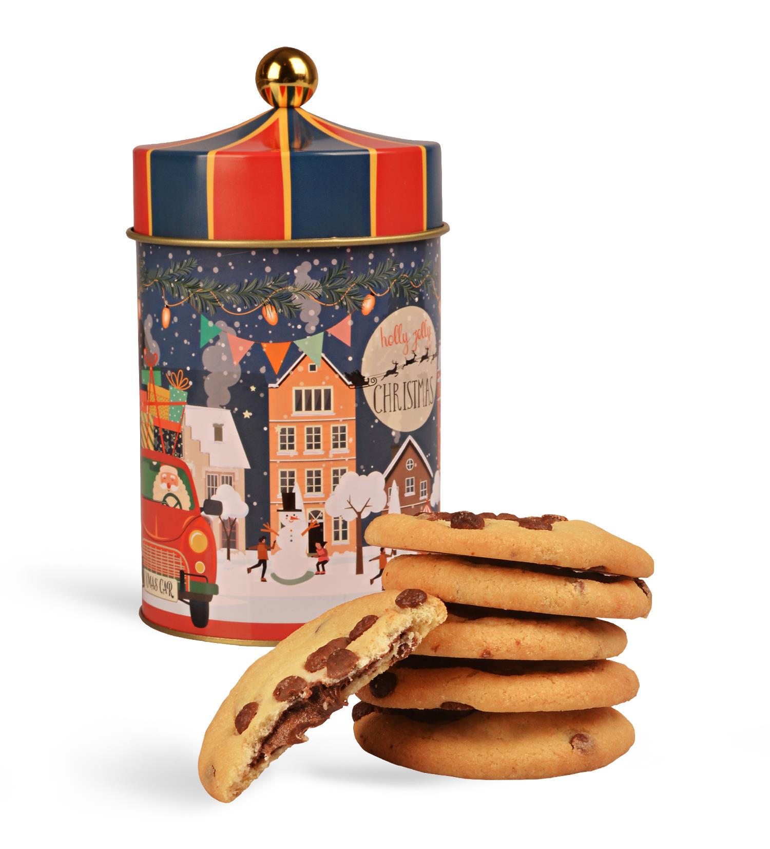 Yılbaşı Tasarımlı Silindir Metal Kutuda Çikolatalı Cookie - Limited Edition