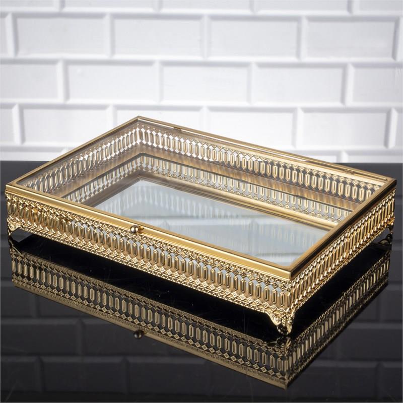 Gold Aynalı ve Kapaklı Söz & Nişan Kutusu