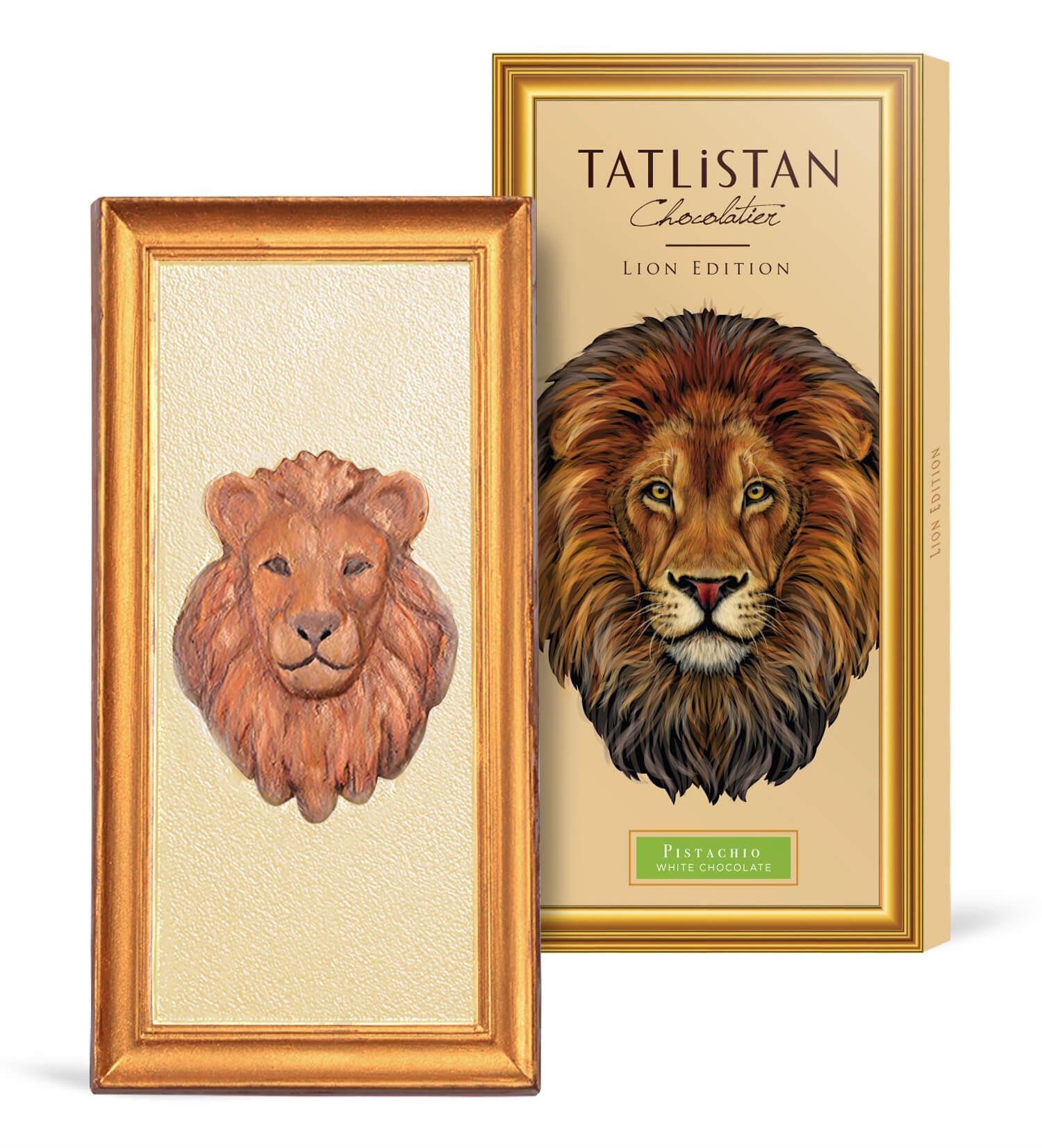 Aslan Figürlü Tablet Çikolata | Fıstıklı Beyaz