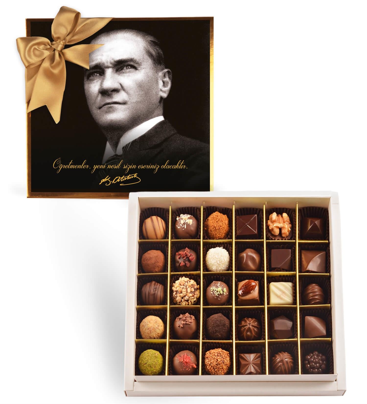 Atatürk'lü Öğretmenler Gününe Özel  | 30 Çeşitli Artisan Çikolata 30'lu