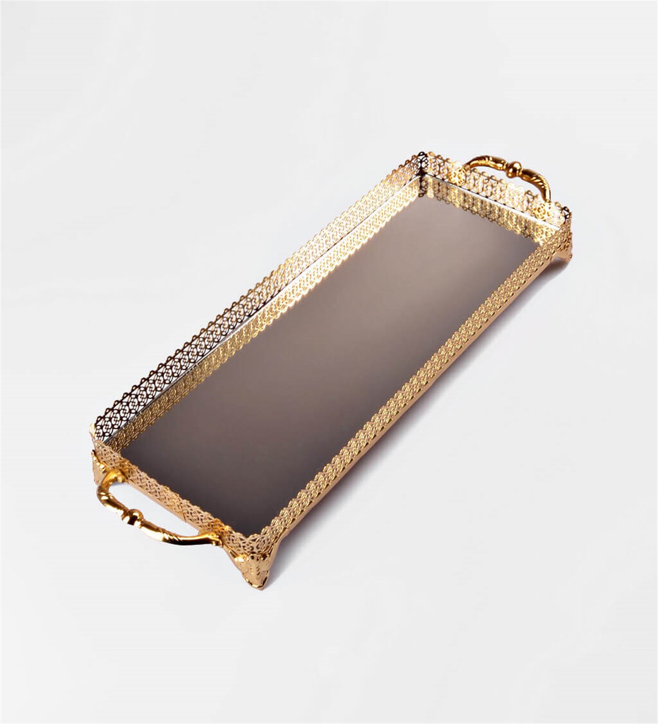 Altın Rengi Dikdörtgen Baton Söz & Nişan Tepsisi