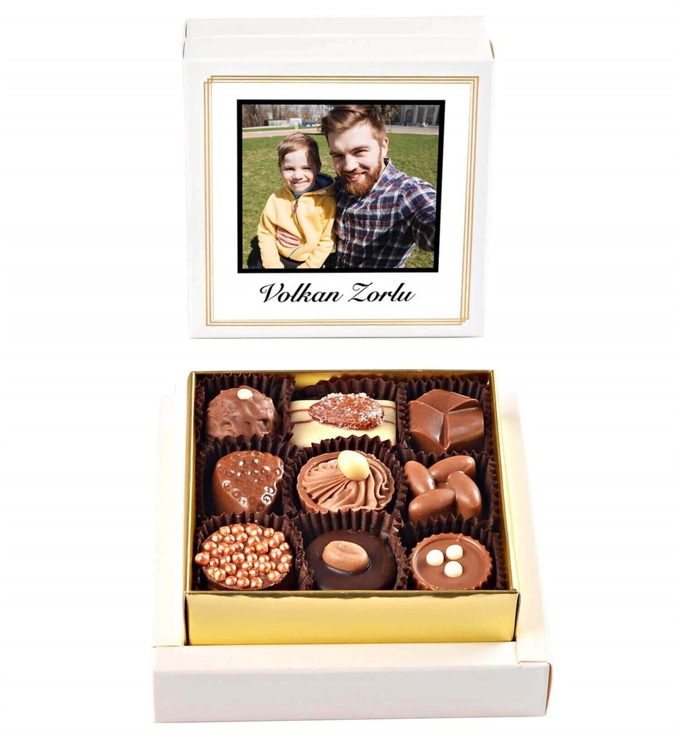 Babalar Gününe Özel İsimli ve Fotoğraflı Spesiyal Çikolata 9'lu