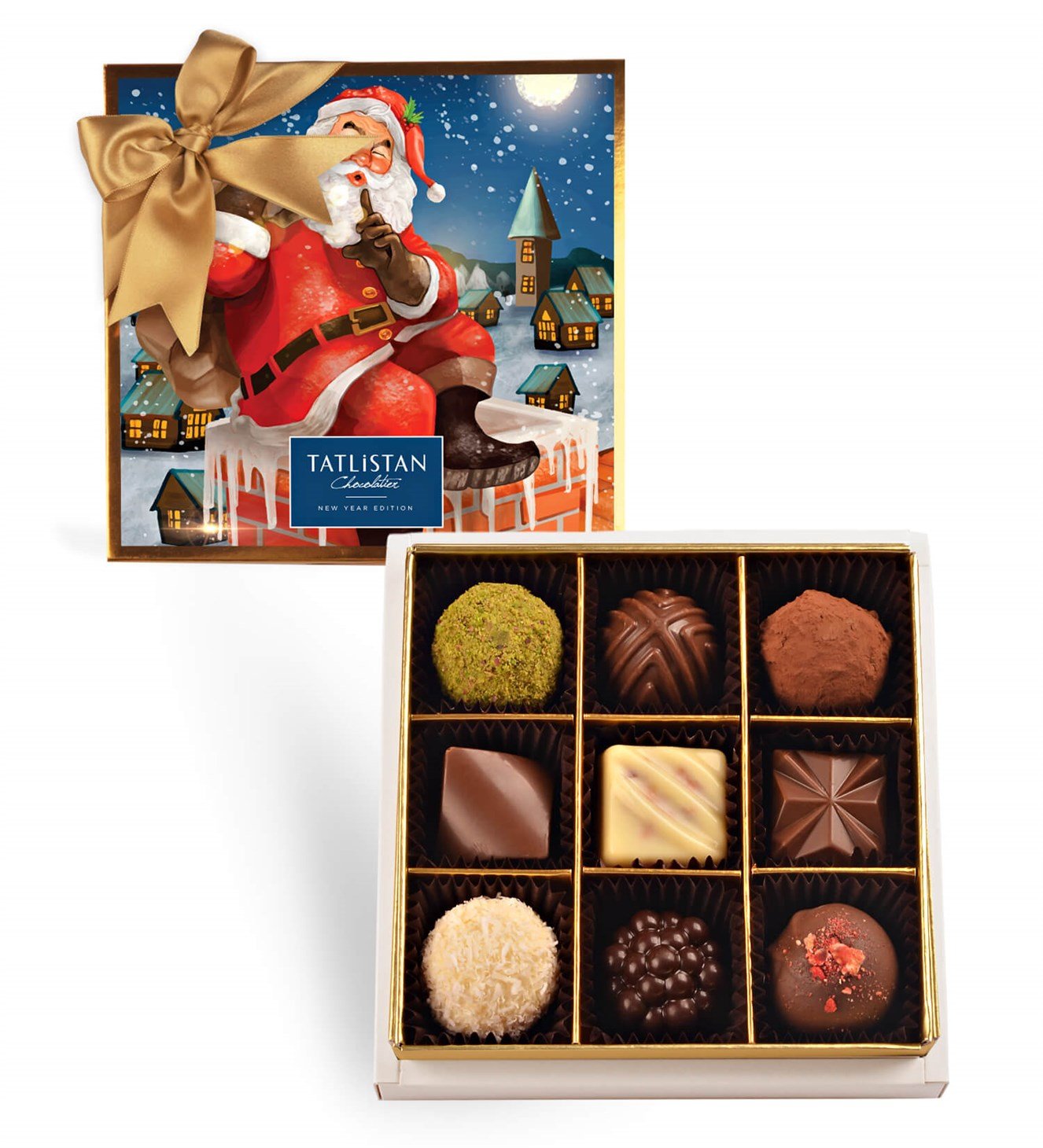 Bacadaki Noel Baba 9 Çeşitli Artisan ve Trüf Çikolata 9'lu