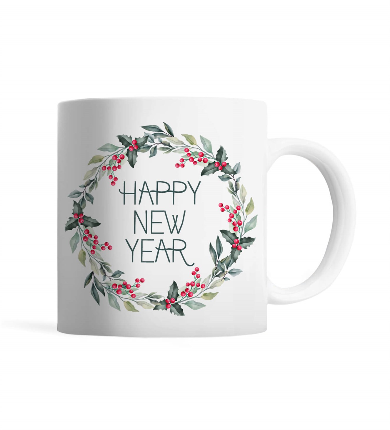 Çelenkli Happy New Year Kupa Bardak